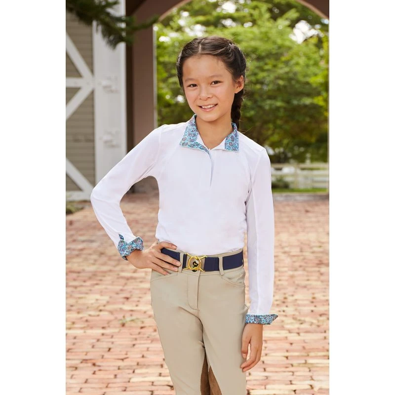 RJ Classics Kids' Maddie Jr 37.5 Show Shirt - White/Blue Paisley Floral 2 RJ Classics Kids' Maddie Jr 37.5 Show Shirt - White/Blue Paisley Floral - Image 2