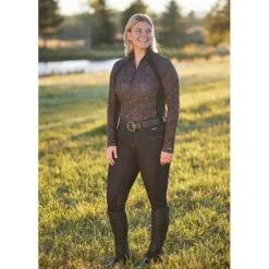 Kerrits Women's Rail Side Quarter Zip Tech Top - Leather Snaffle Harmony -Tack Of The Day Store 681446 800 800