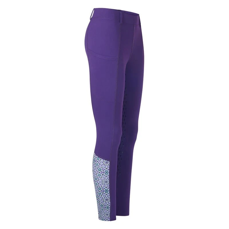 Kerrits Kids' Thermo Tech Printed Tights - Huckleberry/Iris Starlight 3 Kerrits Kids' Thermo Tech Printed Tights - Huckleberry/Iris Starlight - Image 3