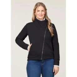 EQL Women's Wrap Front Fleece Jacket - Black 9 EQL Women's Wrap Front Fleece Jacket - Black -Tack Of The Day Store 688343 800 800 1