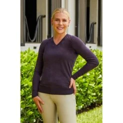 RJ Classics Women's Natalie V-Neck Sweater - Eggplant Heather -Tack Of The Day Store 691284 800 800