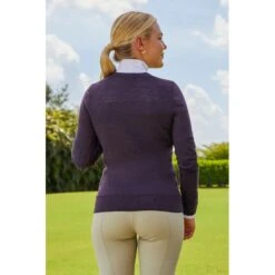 RJ Classics Women's Natalie V-Neck Sweater - Eggplant Heather -Tack Of The Day Store 691286 800 800