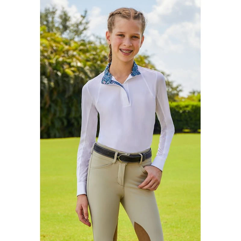RJ Classics Kids' Maddie Jr 37.5 Show Shirt - White/Green Meadows 2 RJ Classics Kids' Maddie Jr 37.5 Show Shirt - White/Green Meadows - Image 2