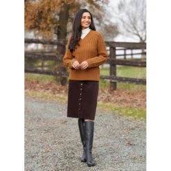 EQL Women's Brittany Cable Knit V-Neck Sweater - Spice -Tack Of The Day Store 694400 800 800