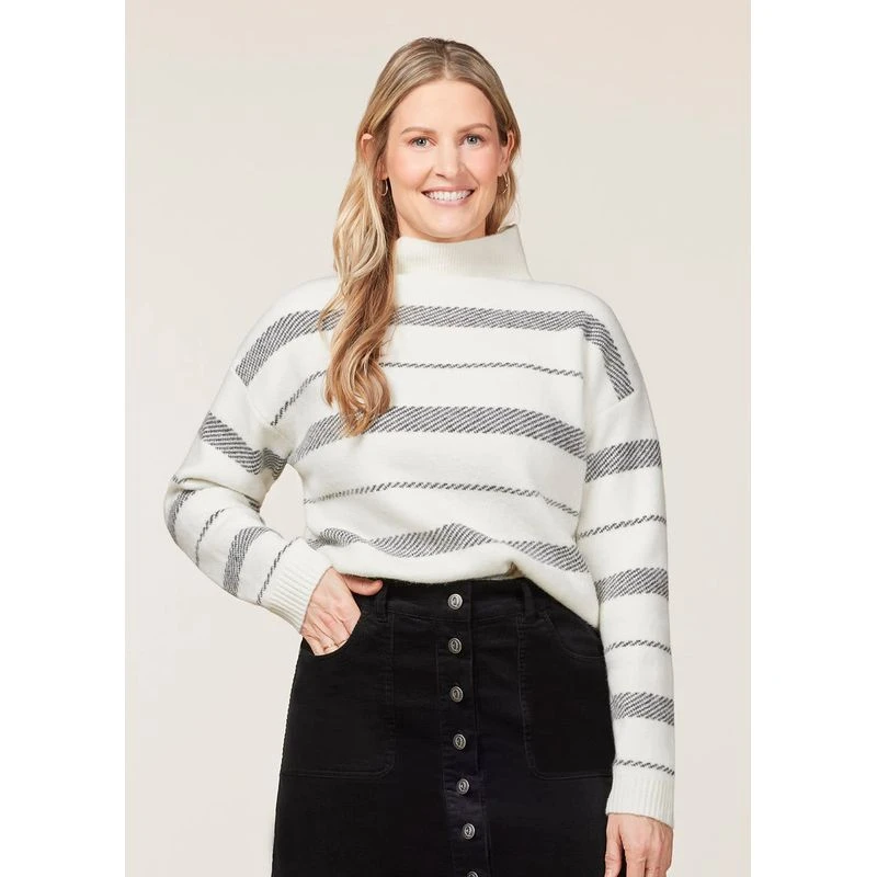 EQL Women's Railway Stripe Sweater - Soft White/Black 2 EQL Women's Railway Stripe Sweater - Soft White/Black - Image 2