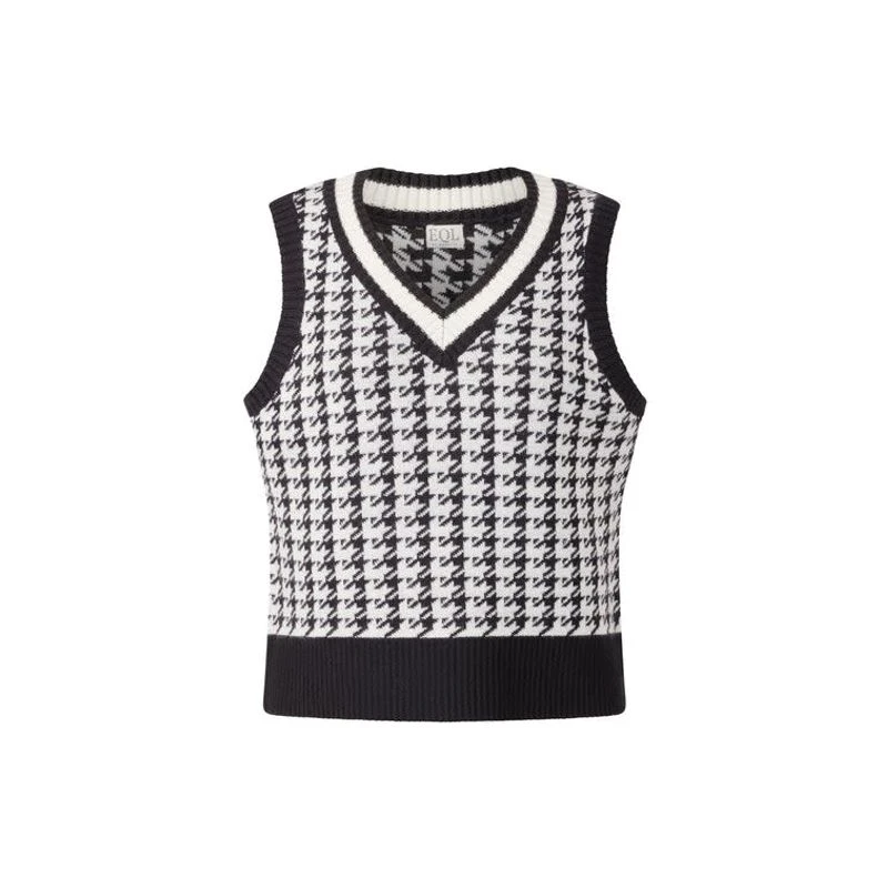 EQL Women's Houndstooth Sweater Vest - Black/Soft White 1 EQL Women's Houndstooth Sweater Vest - Black/Soft White