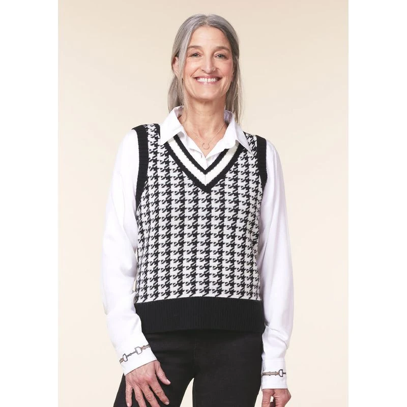 EQL Women's Houndstooth Sweater Vest - Black/Soft White 2 EQL Women's Houndstooth Sweater Vest - Black/Soft White - Image 2