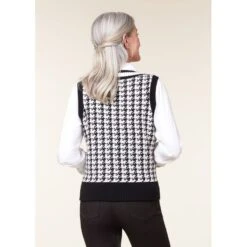 EQL Women's Houndstooth Sweater Vest - Black/Soft White 10 EQL Women's Houndstooth Sweater Vest - Black/Soft White -Tack Of The Day Store 694434 800 800