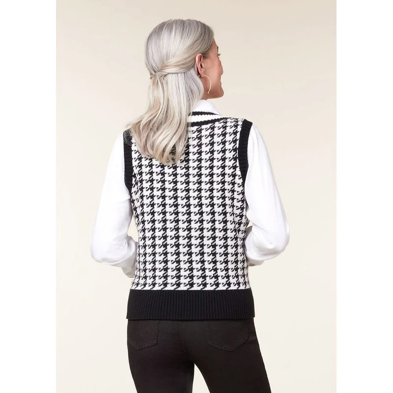 EQL Women's Houndstooth Sweater Vest - Black/Soft White 4 EQL Women's Houndstooth Sweater Vest - Black/Soft White - Image 4
