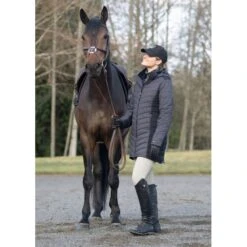 Kerrits Women's Horsey Houndstooth Insulated Parka - Peppercorn Houndstooth/Black -Tack Of The Day Store 694520 800 800