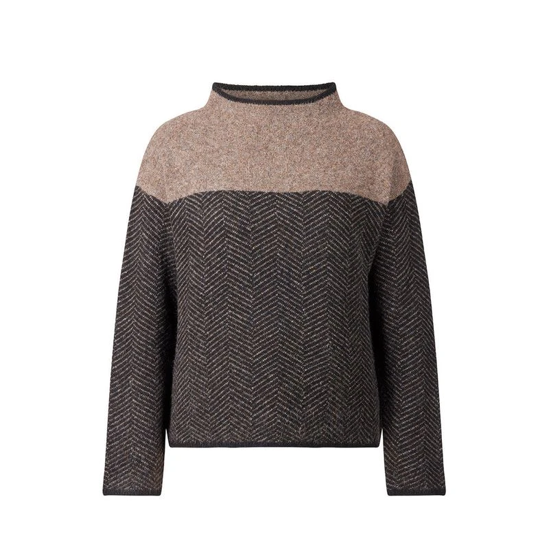 EQL Women's Funnel Neck Herringbone Sweater - Truffle 1 EQL Women's Funnel Neck Herringbone Sweater - Truffle
