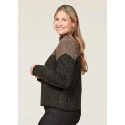 EQL Women's Funnel Neck Herringbone Sweater - Truffle 9 EQL Women's Funnel Neck Herringbone Sweater - Truffle -Tack Of The Day Store 694740 800 800