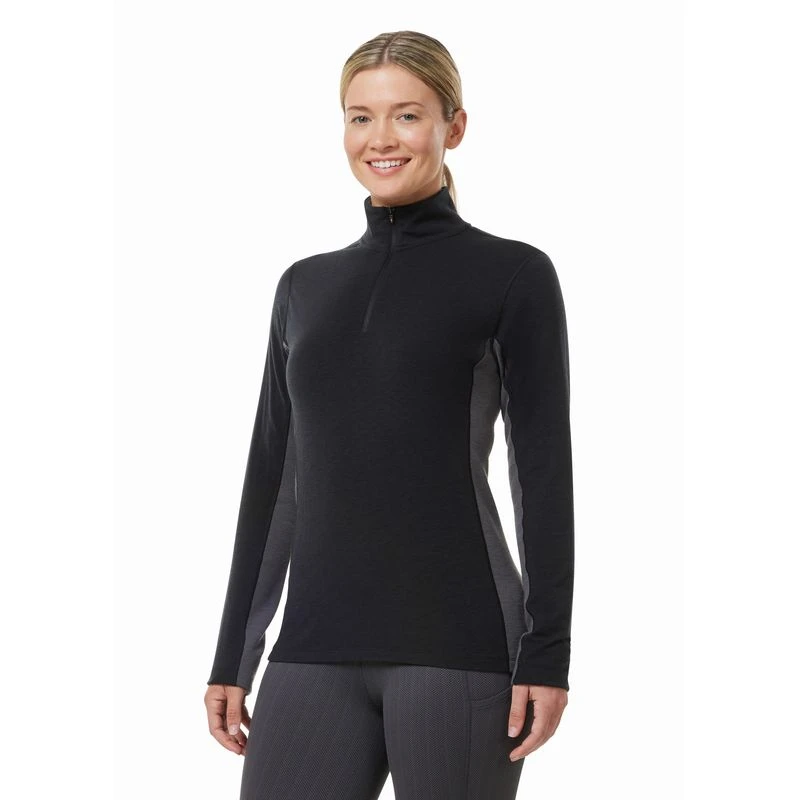 Kerrits Women's Stable Temp Merino Wool Quarter Zip Top - Black 2 Kerrits Women's Stable Temp Merino Wool Quarter Zip Top - Black - Image 2
