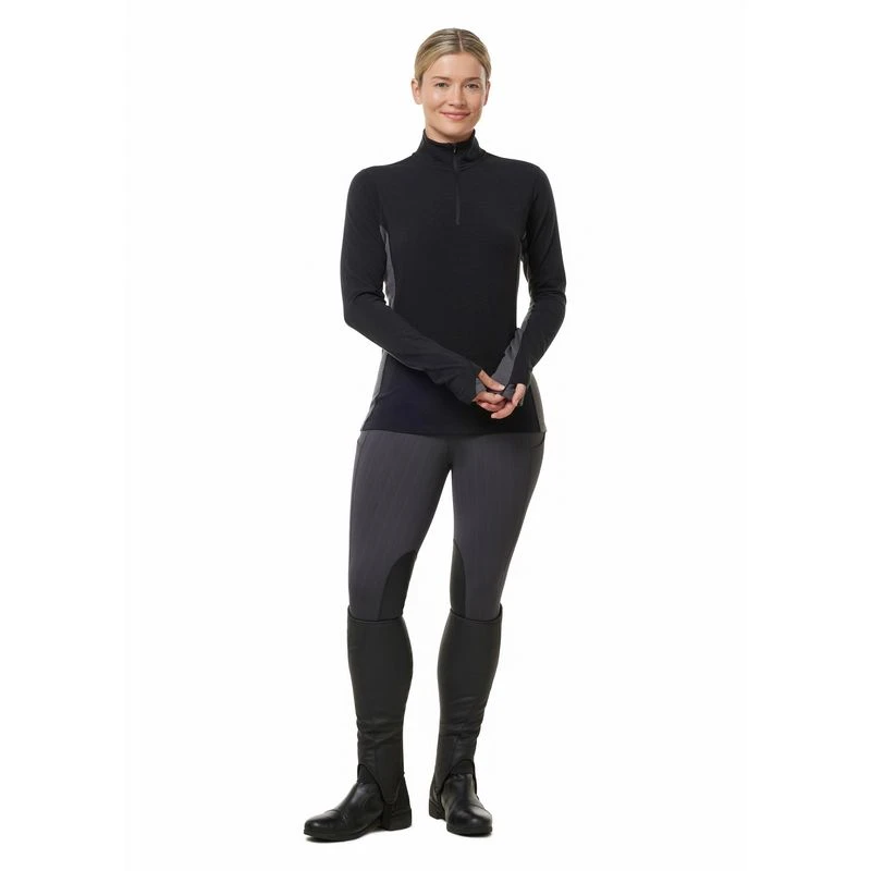 Kerrits Women's Stable Temp Merino Wool Quarter Zip Top - Black 4 Kerrits Women's Stable Temp Merino Wool Quarter Zip Top - Black - Image 4
