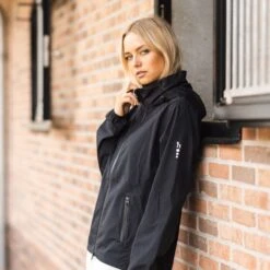 Horze Women's Stella Waterproof Shell Jacket - Caviar Black -Tack Of The Day Store 695424 800 800