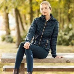 Horze Women's Shannon Light Padded Jacket - Dark Navy 10 Horze Women's Shannon Light Padded Jacket - Dark Navy -Tack Of The Day Store 695587 800 800