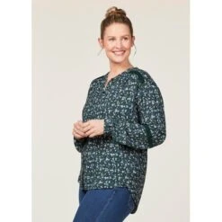 EQL Women's Olivia Ecovero Top - Hunter/Mini Snaffle Floral -Tack Of The Day Store 695909 800 800