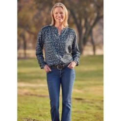 EQL Women's Olivia Ecovero Top - Hunter/Mini Snaffle Floral -Tack Of The Day Store 695912 800 800