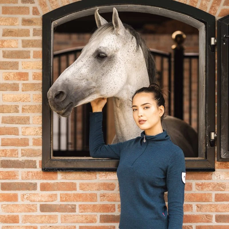 B Vertigo Women's Athena Merino Half Zip Sweater - Reflecting Pond 4 B Vertigo Women's Athena Merino Half Zip Sweater - Reflecting Pond - Image 4