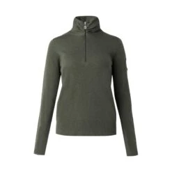 B Vertigo Women's Athena Merino Half Zip Sweater - Major Brown
