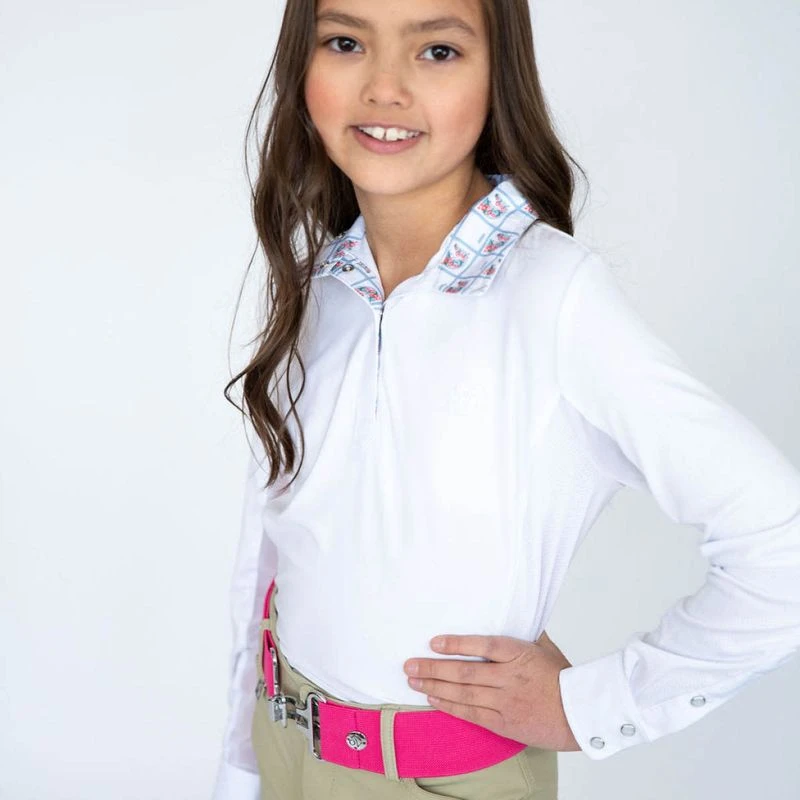 Romfh Kids' Sarah Long Sleeve Shirt Snap - White/Blue Logo Pony 1 Romfh Kids' Sarah Long Sleeve Shirt Snap - White/Blue Logo Pony