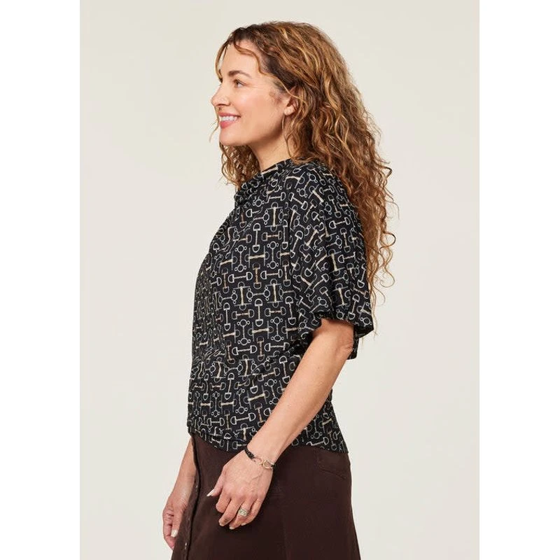 EQL Women's Lexi Cowl Neck Dolman Shirt - Black/ Mixed Bits 3 EQL Women's Lexi Cowl Neck Dolman Shirt - Black/ Mixed Bits - Image 3