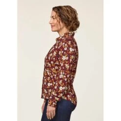 EQL Women's Ruched Button Front Long Sleeve Shirt - Sangria Snaffle Floral 7 EQL Women's Ruched Button Front Long Sleeve Shirt - Sangria Snaffle Floral -Tack Of The Day Store 698681 800 800