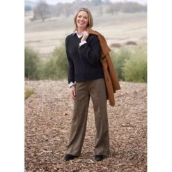 EQL Women's Chelsea Houndstooth Plaid Wide Leg Pants - Camel/Black 9 EQL Women's Chelsea Houndstooth Plaid Wide Leg Pants - Camel/Black -Tack Of The Day Store 700266 800 800