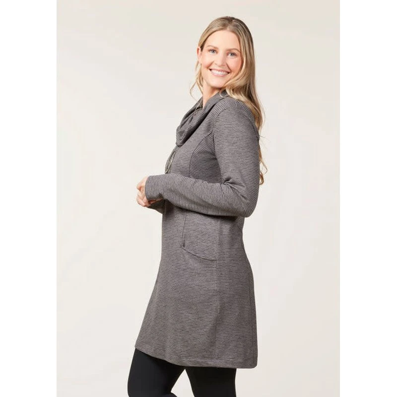 EQL Women's Textured Cowl Neck Dress - Peppercorn 3 EQL Women's Textured Cowl Neck Dress - Peppercorn - Image 3