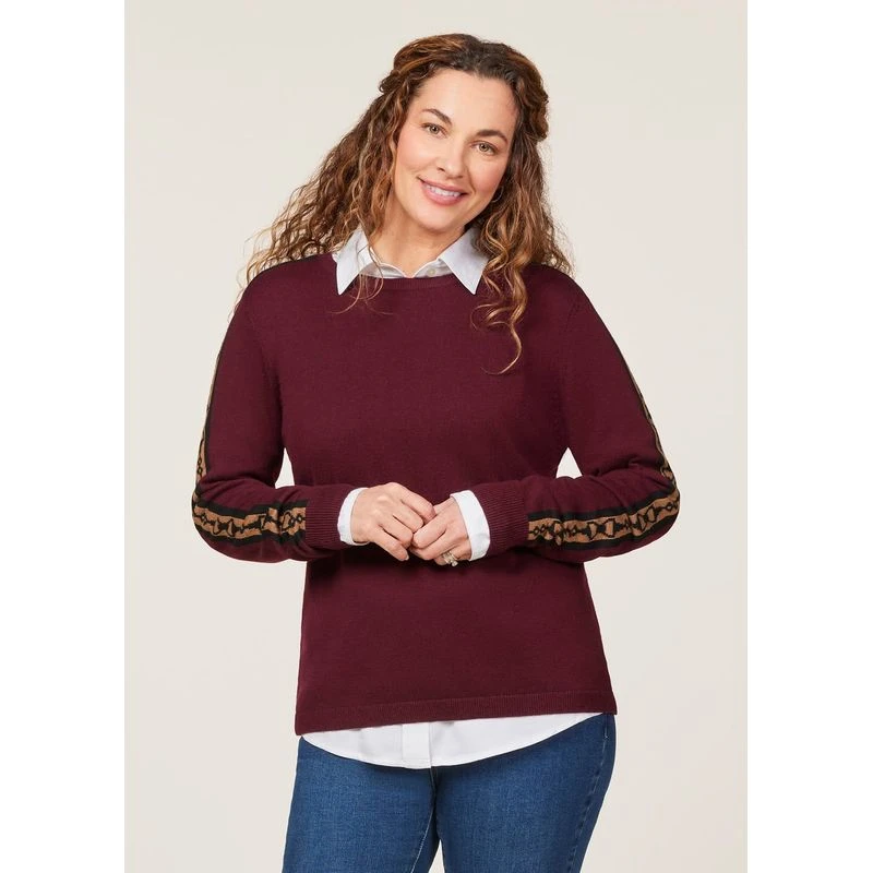 EQL Women's Snaffle Stripe Sweater - Sangria/Black 2 EQL Women's Snaffle Stripe Sweater - Sangria/Black - Image 2