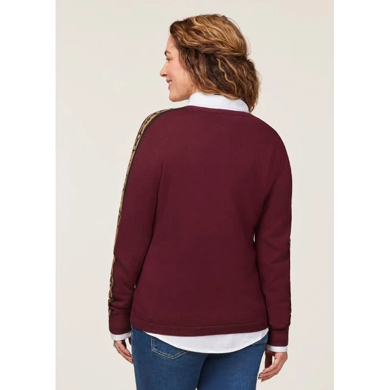 EQL Women's Snaffle Stripe Sweater - Sangria/Black 3 EQL Women's Snaffle Stripe Sweater - Sangria/Black - Image 3