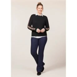 EQL Women's Snaffle Stripe Sweater - Black/Caramel 10 EQL Women's Snaffle Stripe Sweater - Black/Caramel -Tack Of The Day Store 711397 800 800