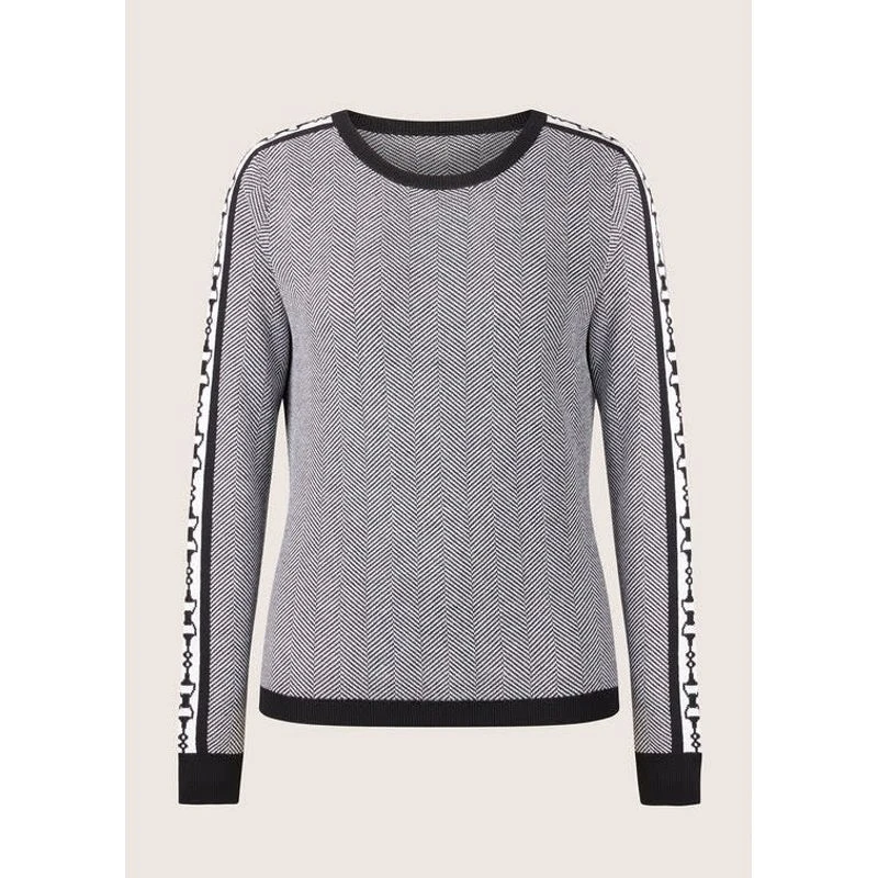 EQL Women's Snaffle Stripe Sweater - Black/White Herringbone 1 EQL Women's Snaffle Stripe Sweater - Black/White Herringbone