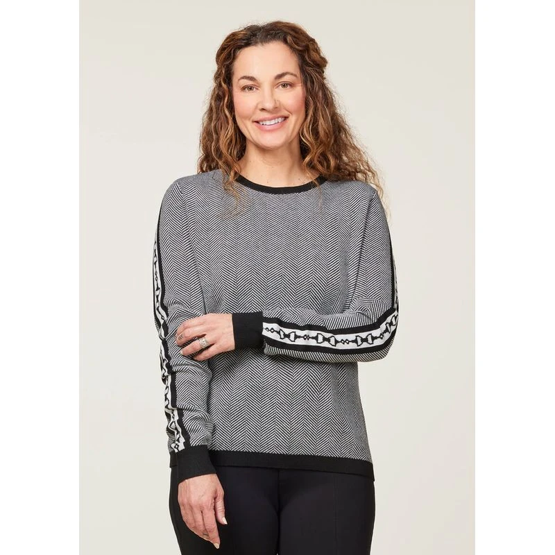 EQL Women's Snaffle Stripe Sweater - Black/White Herringbone 2 EQL Women's Snaffle Stripe Sweater - Black/White Herringbone - Image 2