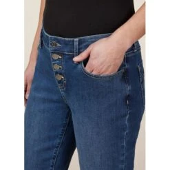 EQL Women's In Motion Button Fly Straight Leg Jeans - Midnight Wash -Tack Of The Day Store 711517 800 800