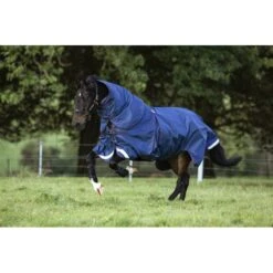 Rambo Optimo Turnout Plus - Navy/Burgundy/Teal/Navy