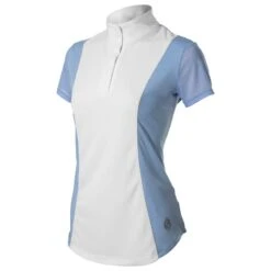 Equinavia Women's Martha Short Sleeved Show Shirt - Light Blue/White