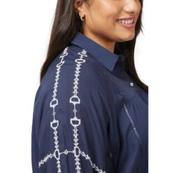 EQL Women's Bit And Rein Embroidered Blouse - Navy 8 EQL Women's Bit And Rein Embroidered Blouse - Navy -Tack Of The Day Store 804098 800 800