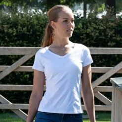 Back On Track Women's V Neck Tee Shirt - White 7 Back On Track Women's V Neck Tee Shirt - White -Tack Of The Day Store 807086 800 800