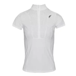 Alessandro Albanese Women's Oliva Short Sleeve Zip Competition Shirt - White