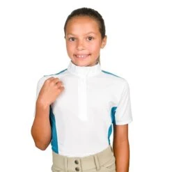 Romfh Kids' Classic Short Sleeve Show Shirt - White/Lagoon Swirled Marble