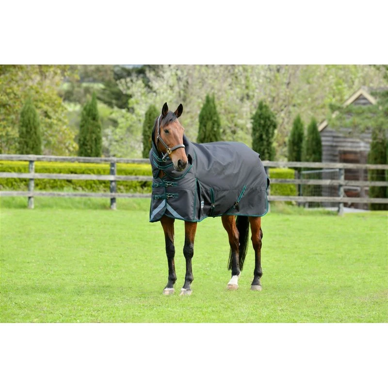 Weatherbeeta Comfitec Plus Dynamic II Detach-A-Neck Medium - Gray/Dark Green/White 1 Weatherbeeta Comfitec Plus Dynamic II Detach-A-Neck Medium - Gray/Dark Green/White