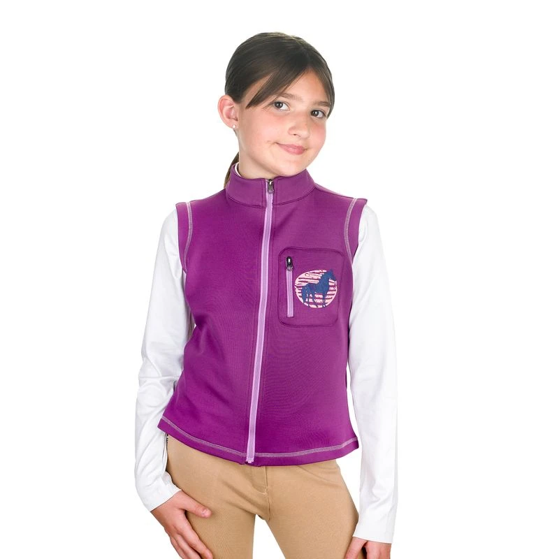 Equistar Kids' Full Zip Riding Fleece Vest - Lilac 1 Equistar Kids' Full Zip Riding Fleece Vest - Lilac
