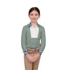 Chestnut Bay Kids' SkyCool Liberty Long Sleeve Show Shirt - Sage