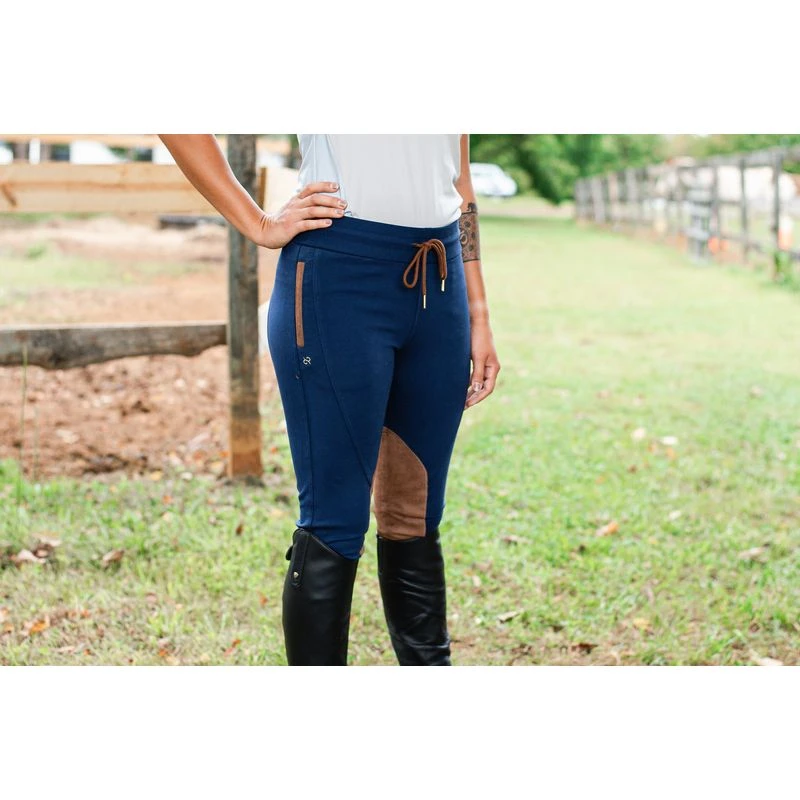 Redingote Women's Jogger Knee Patch Breeches - Navy 2 Redingote Women's Jogger Knee Patch Breeches - Navy - Image 2