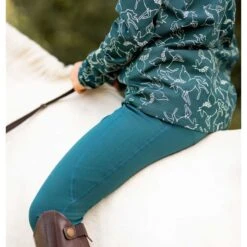 Horze Kids' Dea Winter Thermo Knee Patch Tights - Dark Sea Green -Tack Of The Day Store 877573 800 800