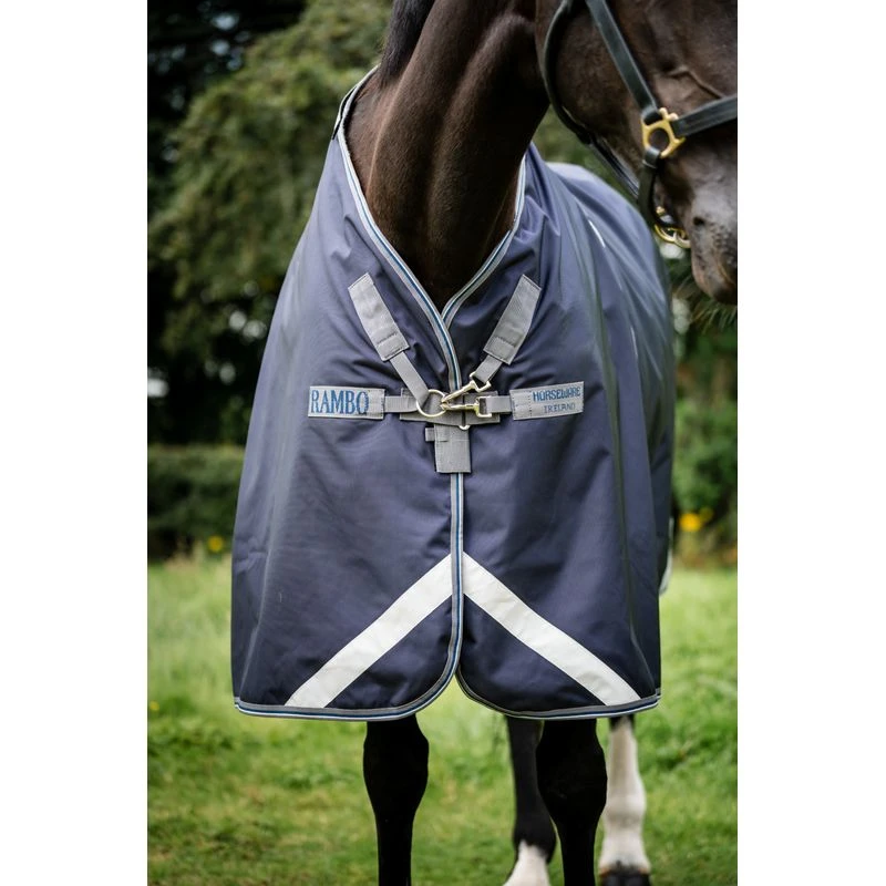 Rambo Optimo Turnout Plus - Navy/Thunderstorm Grey/Silver 2 Rambo Optimo Turnout Plus - Navy/Thunderstorm Grey/Silver - Image 2