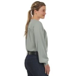 EQL Women's Hollyhocks & Horseshoes Blouse - Celadon -Tack Of The Day Store 889543 800 800