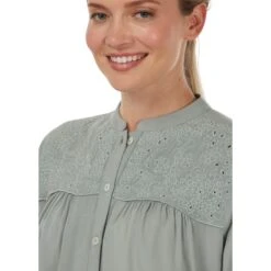 EQL Women's Hollyhocks & Horseshoes Blouse - Celadon -Tack Of The Day Store 889544 800 800