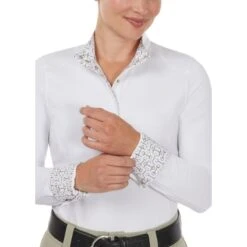 Kerrits Women's Affinity Pro Long Sleeve Show Shirt - White/Mixed Bits 11 Kerrits Women's Affinity Pro Long Sleeve Show Shirt - White/Mixed Bits -Tack Of The Day Store 889683 800 800